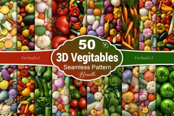 3D Vegetables Seamless Pattern for Modern Designers