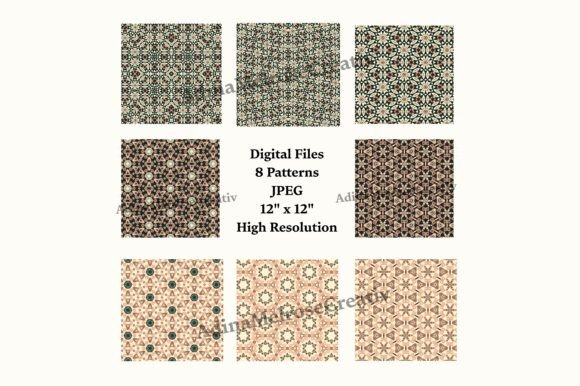 8 Earthy Mosaic Geometric Digital Paper