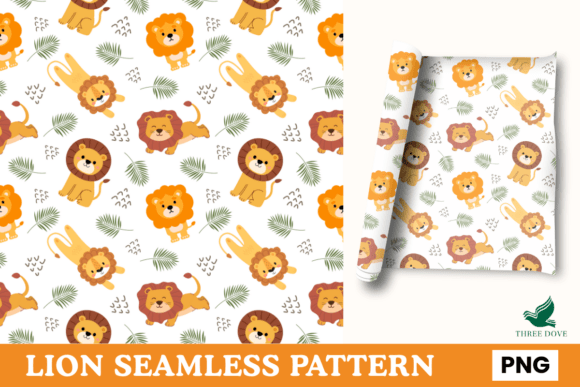 Lion Seamless Pattern - 03 Digital Download