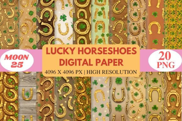 Lucky Horseshoes Digital Paper for Creative Inspiration
