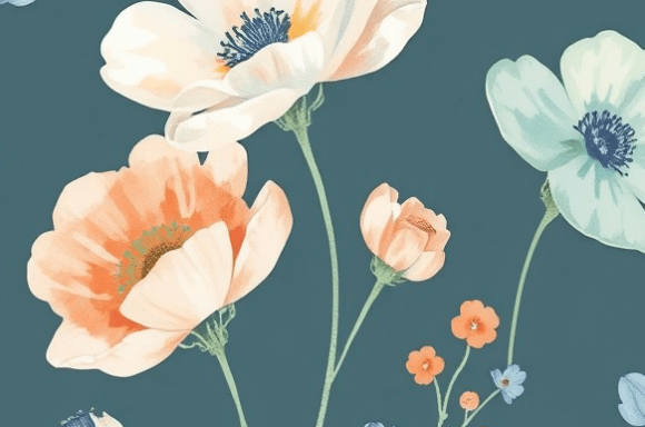 Soft Pastel Wildflower Seamless Pattern