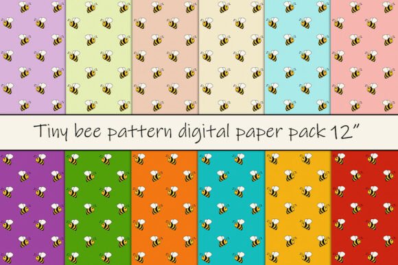 Tiny Bee Pattern Digital Paper Pack