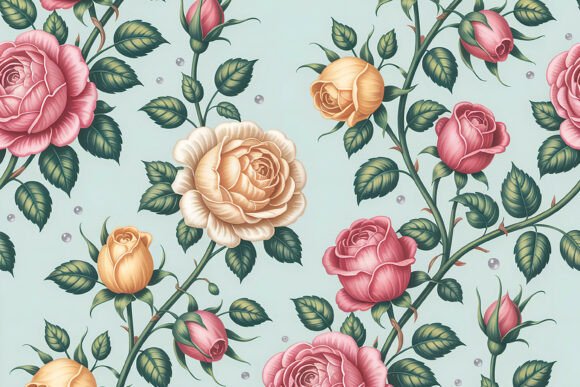 Vintage Rose Vines Seamless Pattern: A Timeless Botanical Design