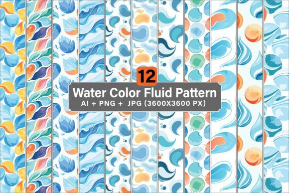 Watercolor Fluid Seamless Pattern Bundle